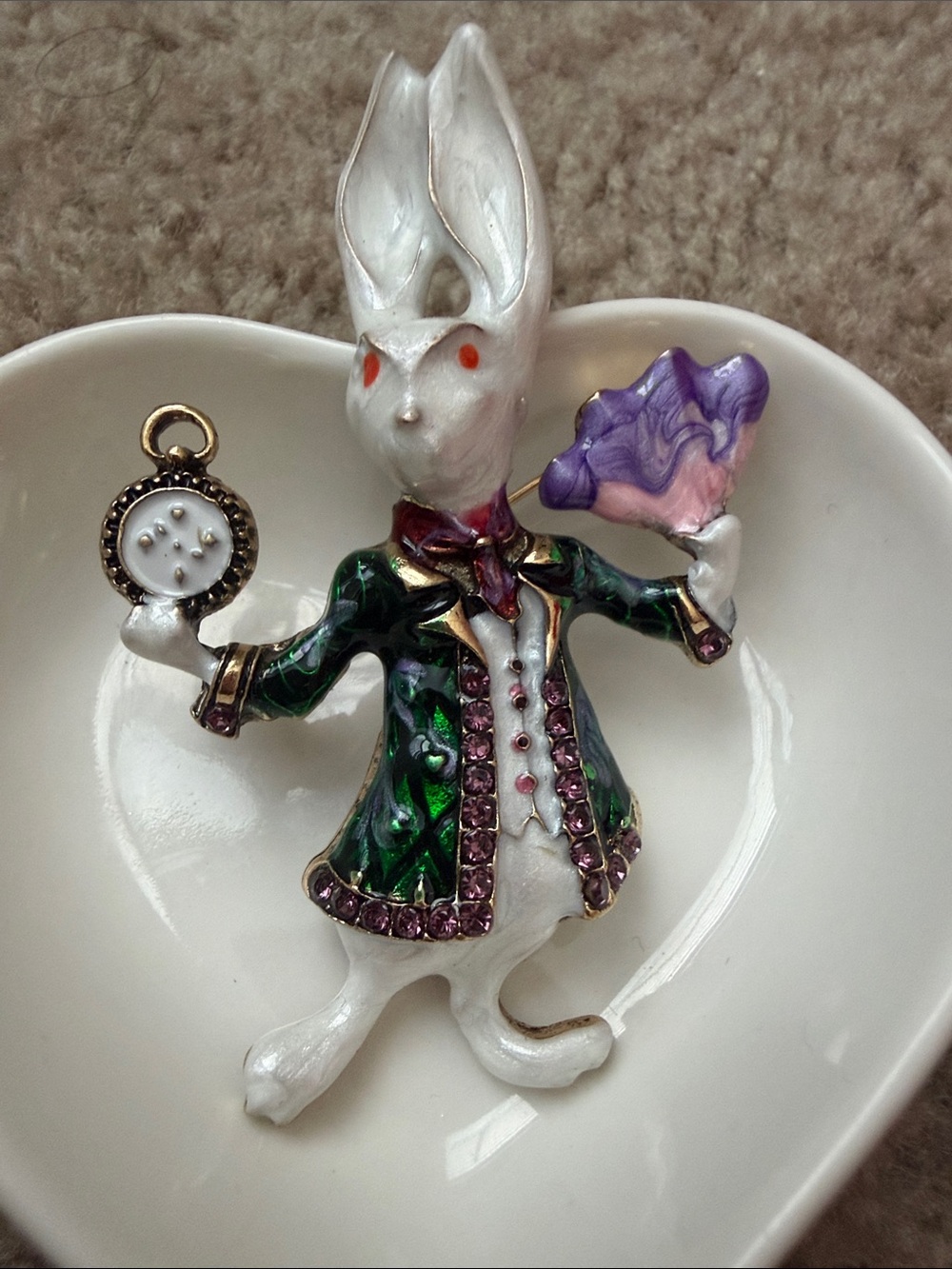 Decorative White Rabbit Brooch - Picture 2 of 3